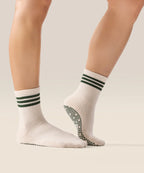 Crew Non Slip Grip Socks - Olive Stripes