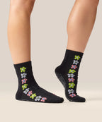 Crew Non Slip Grip Socks - Fiesta Midnight