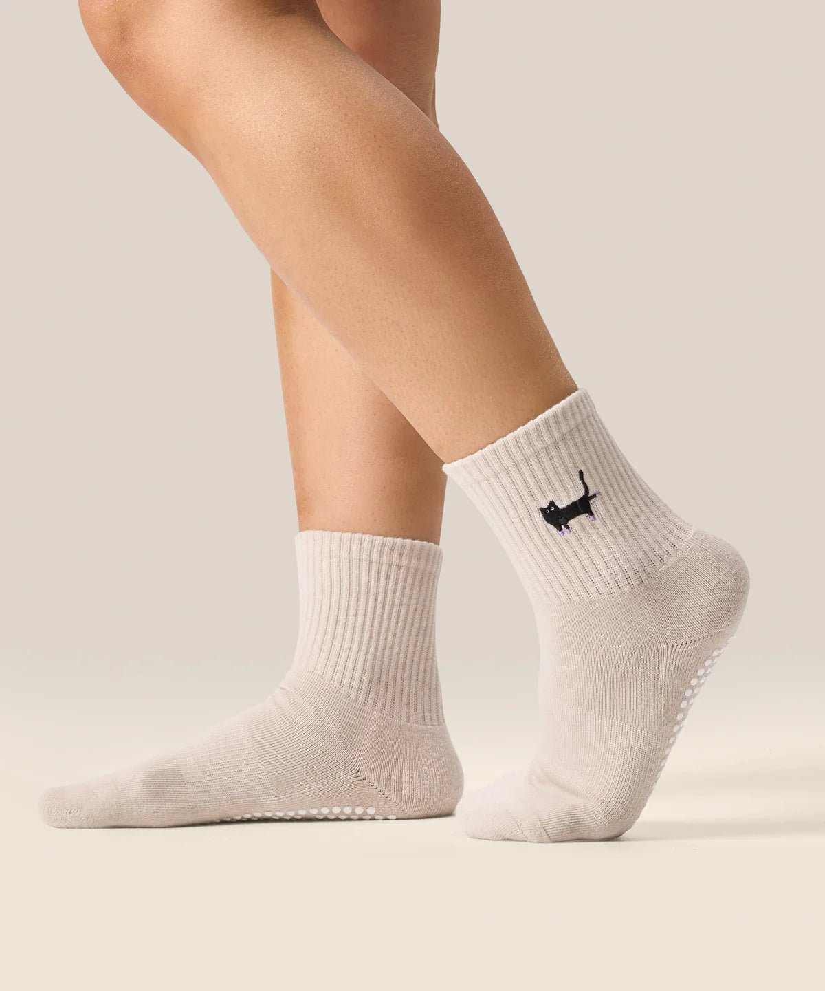Crew Non Slip Grip Socks - Pilates Kitty