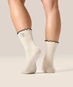 Crew Non Slip Grip Socks - Spooky Cat Frill