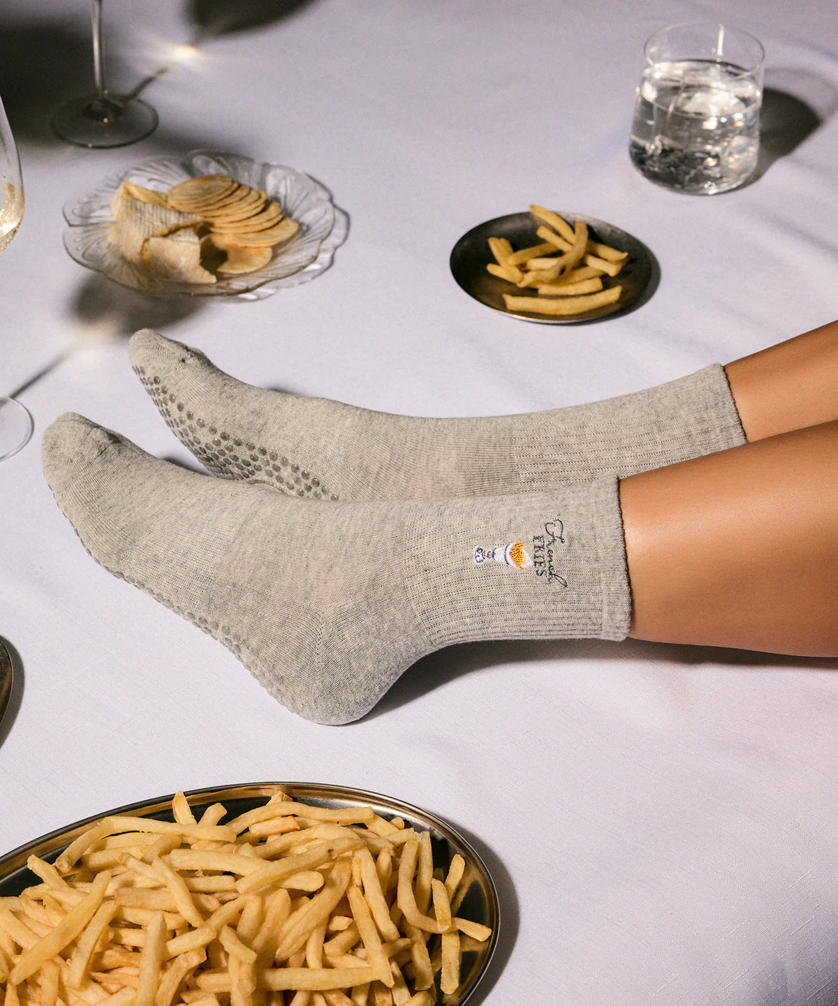 Crew Non Slip Grip Socks - French Fries