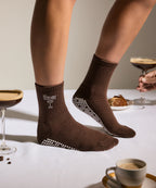 Crew Non Slip Grip Socks - Espresso Martini