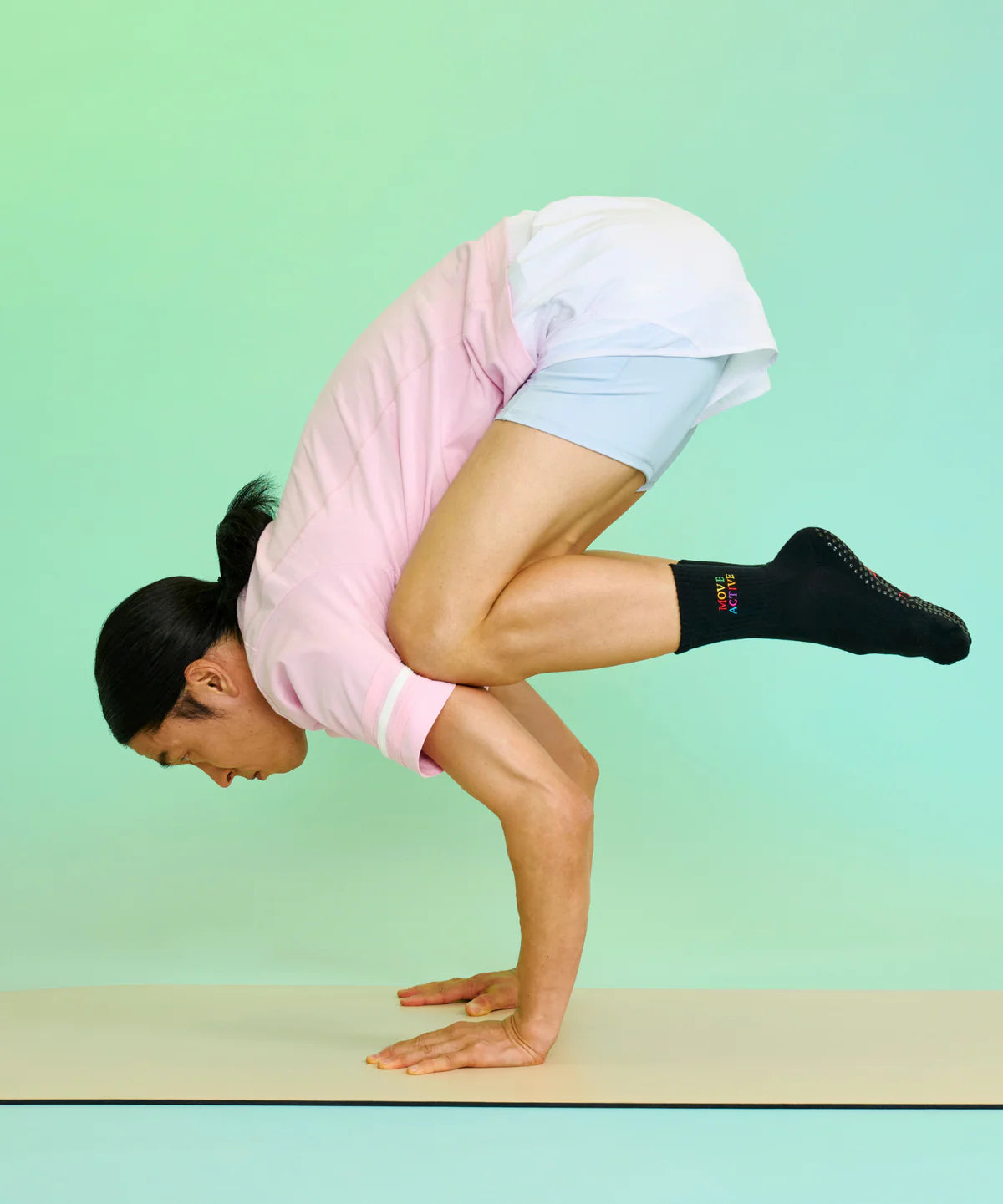 Crew Non Slip Grip Socks - Signature Rainbow Black