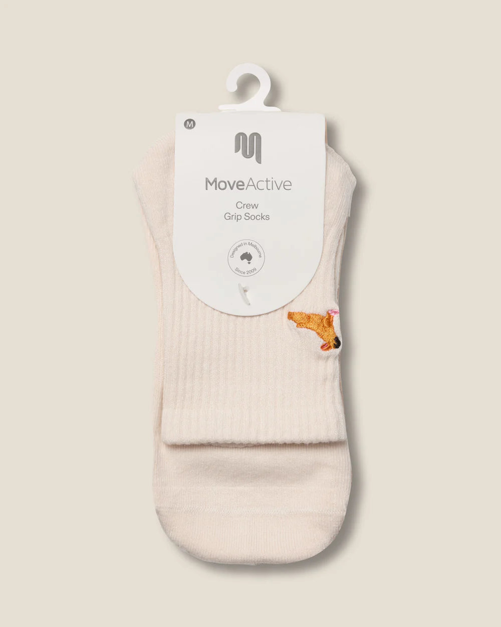 Crew Non Slip Grip Socks - Pug Oat