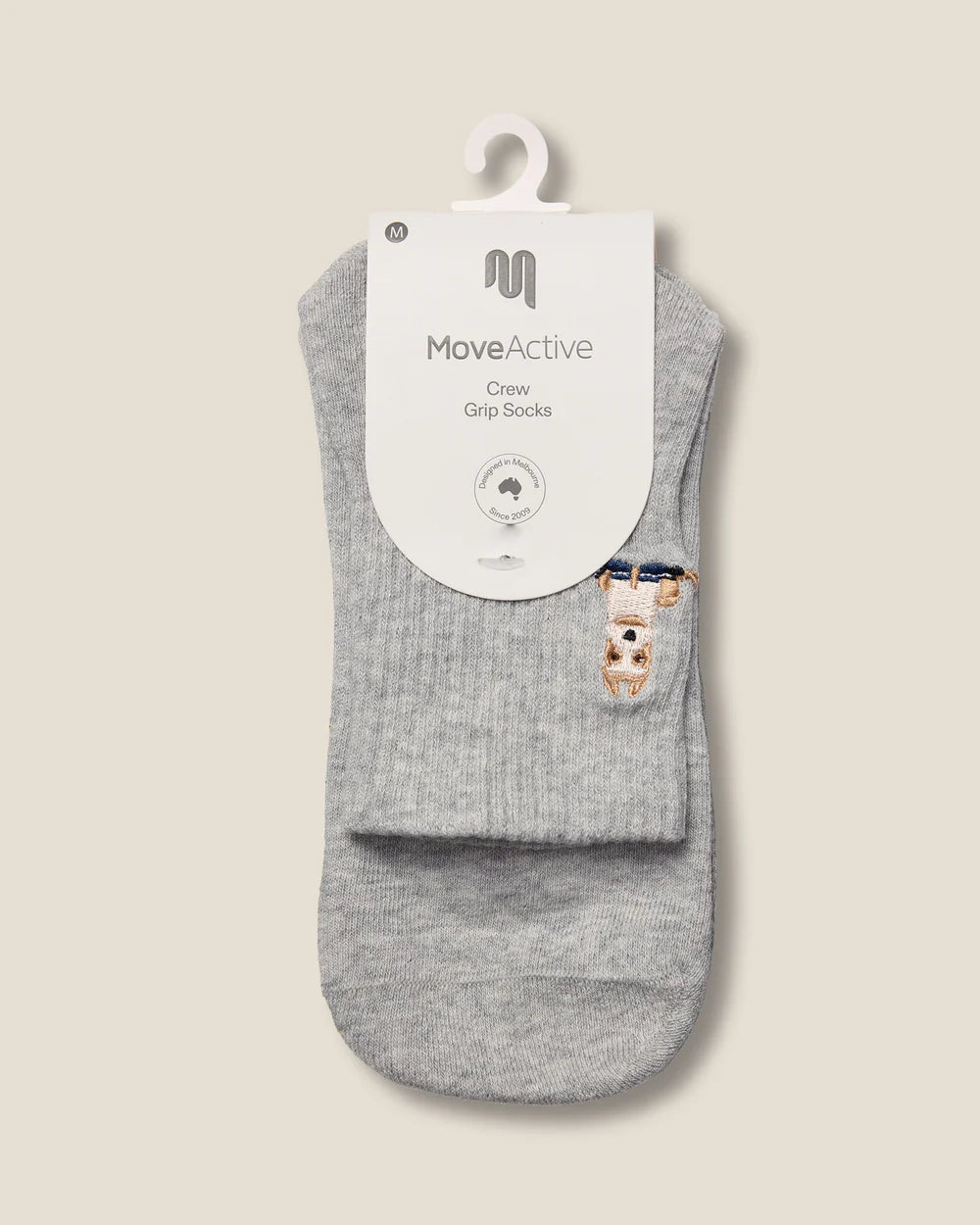 Crew Non Slip Grip Socks - Terrier Grey Marle