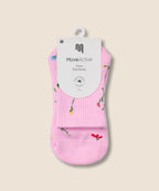 Crew Non Slip Grip Socks - Wildflower Pink